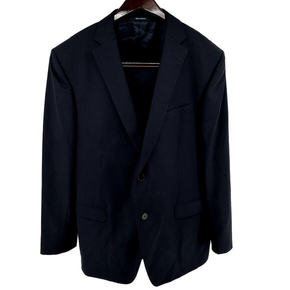 ZZegna Drop 7 Suit Set Notch Lapel Jacket Pleated Pants Wool Navy Blue 54R - Picture 2 of 16